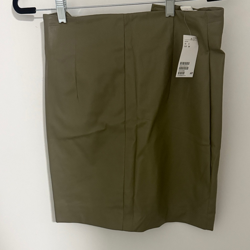 Olive Green Pencil Skirt leather